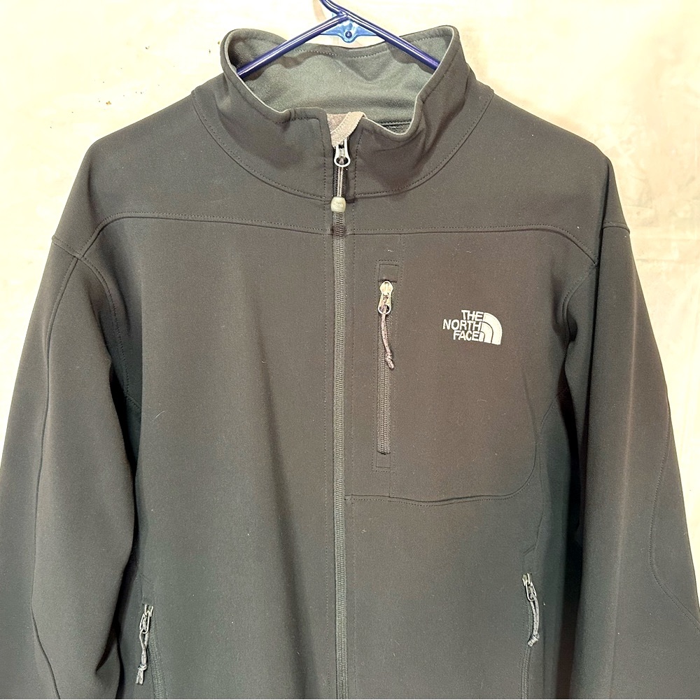 Men's The North Face Windwall Black Fleece Lined Soft Shell Zip Up Jacket Sz L